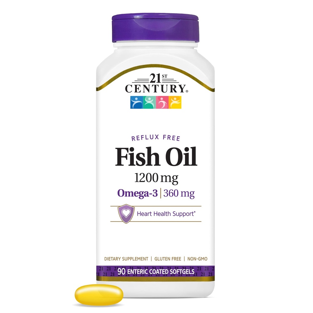 21 세기 물고기 기름 1200 mg Enteric 입히는 Softgels, 90 조사