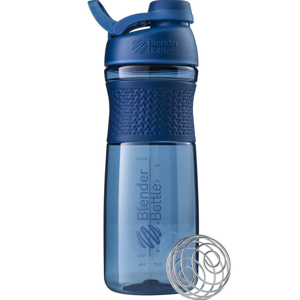 BlenderBottle SportMixer Shaker Bottle Perfect for Protein Shakes and Pre Workout, 28-Ounce, 해군