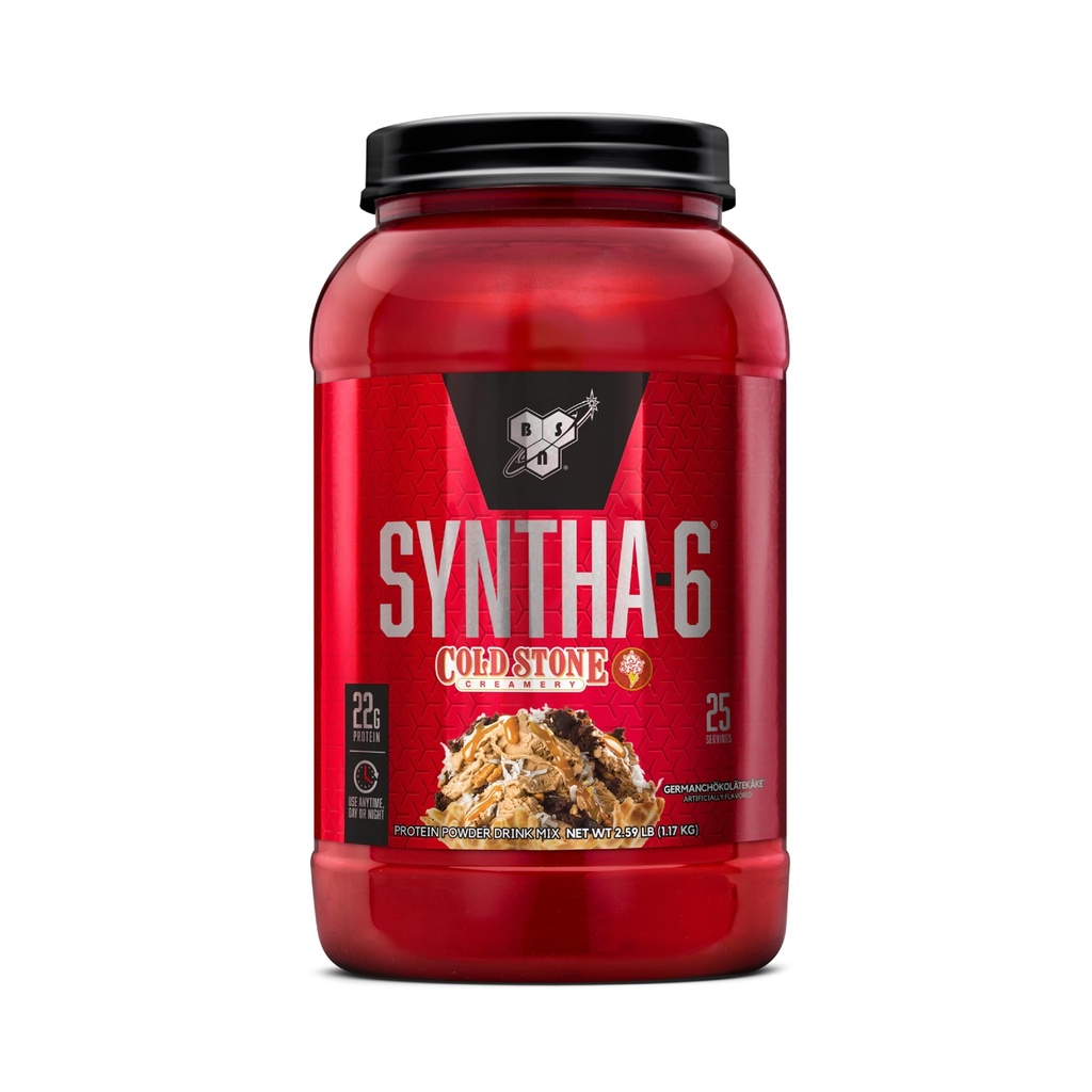 BSN Syntha-6 Whey 단백질 분말, 찬 돌 Creamery- Germanchökolätekäke 맛, Micellar Casein, 우유 단백질 Isolate 분말, 25 서빙