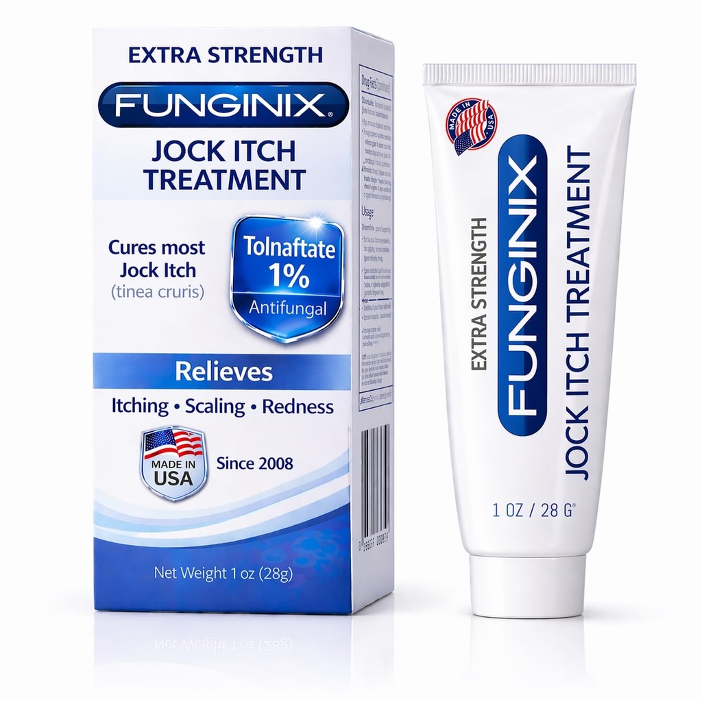 FUNGINIX Jock Itch 치료 - Tolnaftate, Pleasant Topical Cream (1 Ounce)를 가진 Itching, Burning, Scaling 및 Chafing, 자연적인 반대로 Itch 처리