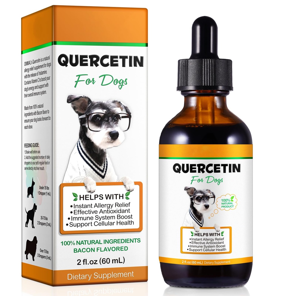 개를 위한 Quercetin, 개 Quercetin 액체 하락, 개 Quercetin 초본 보충교재 지원 알레르기 안전, 관 건강, 면역 부스트, 산화 방지제 -60 ml