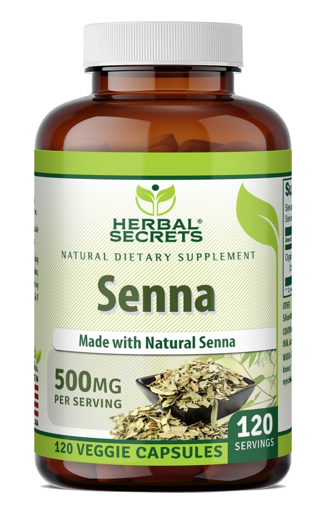 허브 시크릿 세나 보충 | 500 Mg | 120 Veggie 캡슐 | 천연 세나로 만든 | 비 GMO | 글루텐 프리 | 미국에서 제작