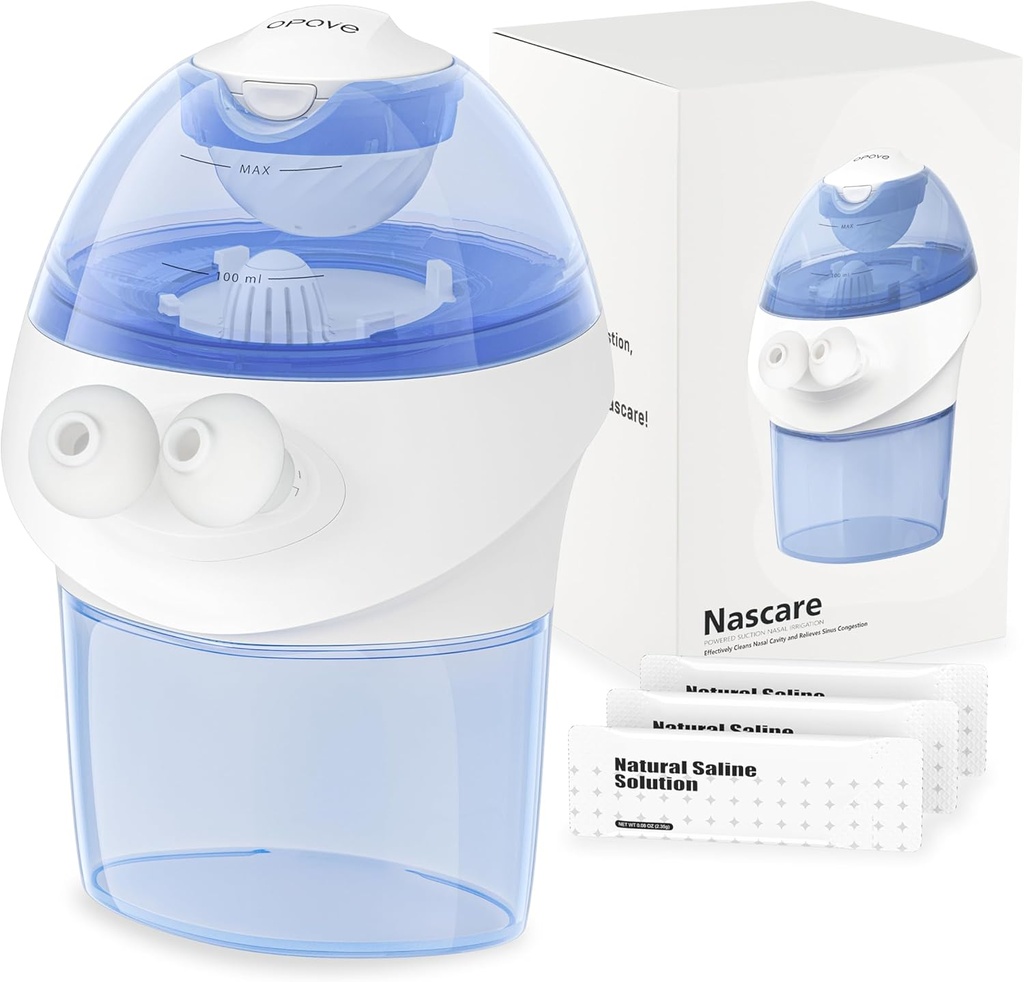opove Nasal 관개 시스템, Sinus Rinse Kit with 1 Nose Cleaner & 15 Salt Packets, Self-Cleaning & Automatic Waste Collection, Nasal Discomfort의 충전식 Sinus Rinse Bottle