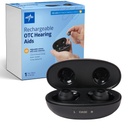 Medline 충전식 OTC 보청기, 블랙, 인-Ear, 4 환경 설정, 방수, 조절 가능한 볼륨, 몰딩 킬레이트, 노이즈 감소, Earbud 보청기에 밀드
