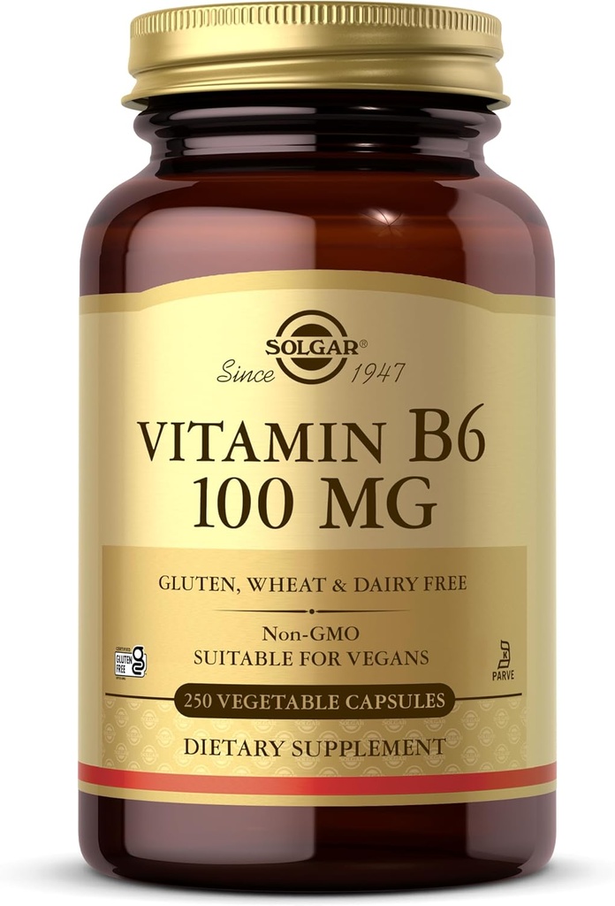 Solgar 비타민 B6 100 mg, 250 식물성 캡슐
