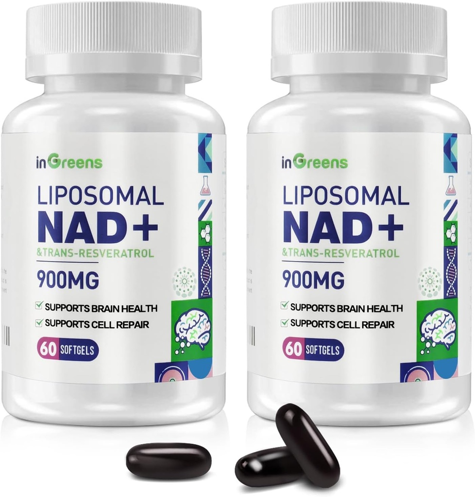 900 mg Liposomal NAD + Trans Resveratrol 300 mg를 가진 보충교재는, NMN의 우량한 흡수를, 진실한 NAD 플러스 보충을 대체합니다 DNA 수선과 부스트 NAD+의 노후화 방위, 에너지, 120 Softgels의 2 팩 대체합니다