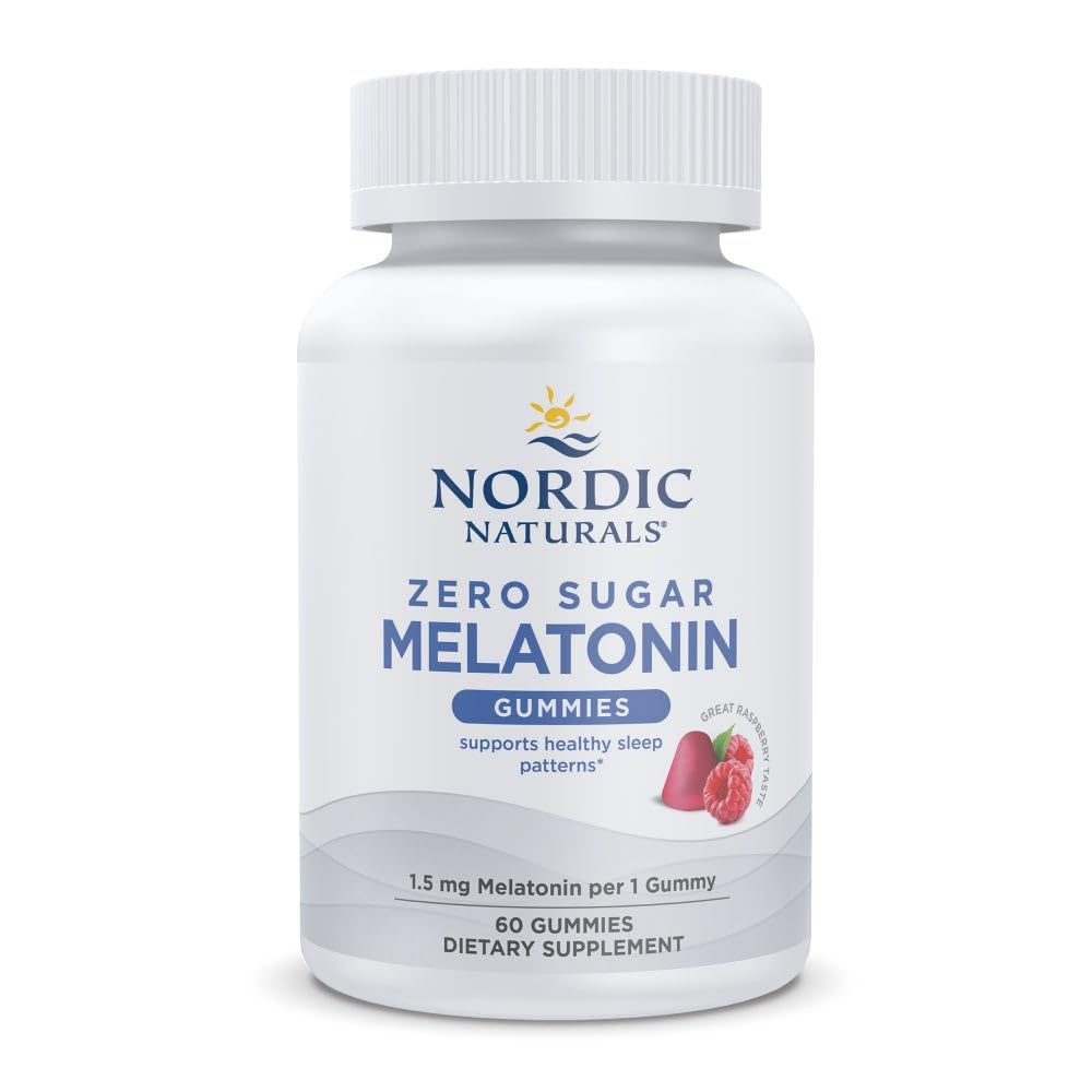 Nordic Naturals Zero Sugar Melatonin Gummies, Raspberry - 60 Gummies - 1.5 mg Melatonin - 훌륭한 맛 - 편안한 수면, 산화 방지제 지원 - Non-GMO, Vegan - 60 서빙