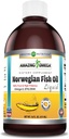 놀라운 오메가 노르웨이어 오일 16 Oz 보충 | 1625mg 오메가 -3s, DHA, 봉사 당 EPA | 신선한 오렌지 맛 | 비 GMO | 글루텐 프리