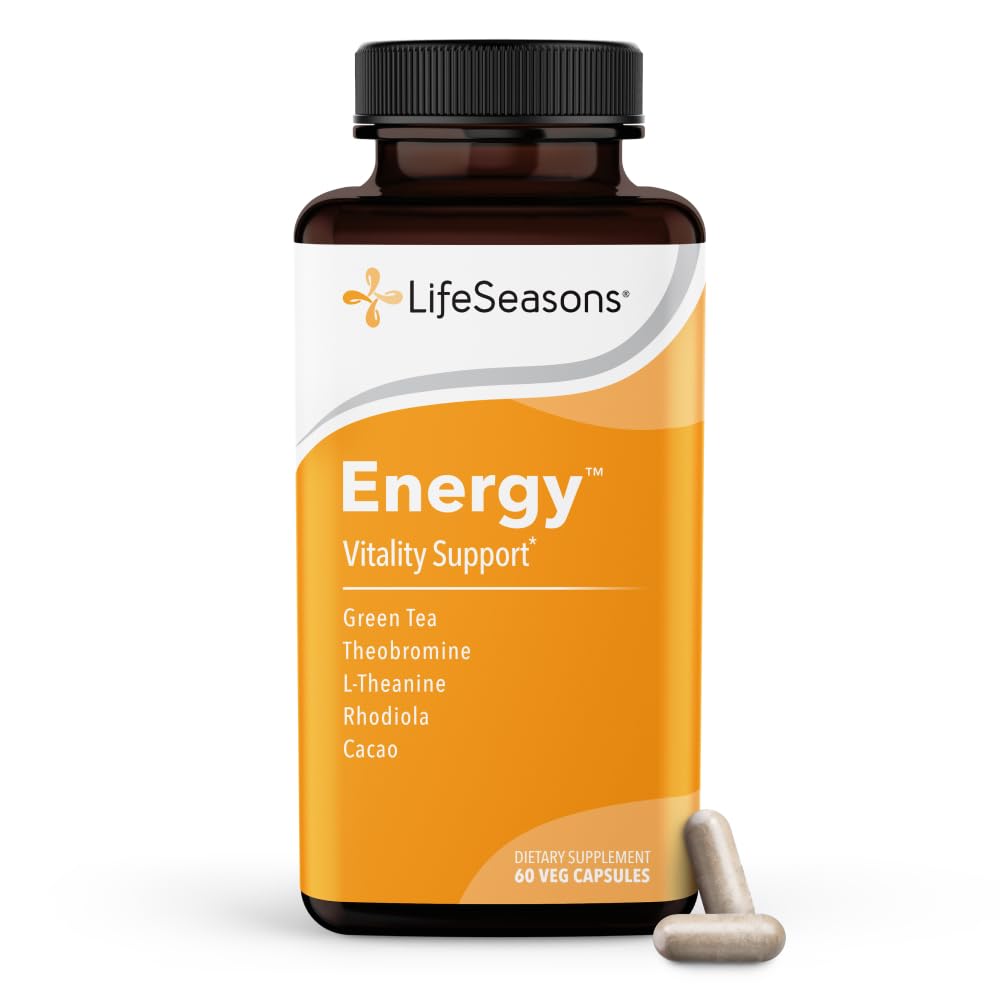 LifeSeasons Energy - 활력 지원 - 물리적 및인지 강도에 대한 에너지 부스터 - Jitters 없음 - 체력 증가 - 녹색 차와 L-Theanine - 60 카운트 (팩 1)