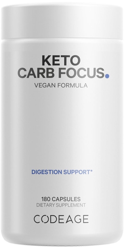 Codeage Keto Carb, White Kidney Bean, Green Tea & Cinnamon Bark Supplement, Triple Action Keto Cheat Vegan Pills, Ketogenic, Low Carb Diet Sugar, 3 개월 공급, Non-GMO, Gluten-Free, 180 캡슐