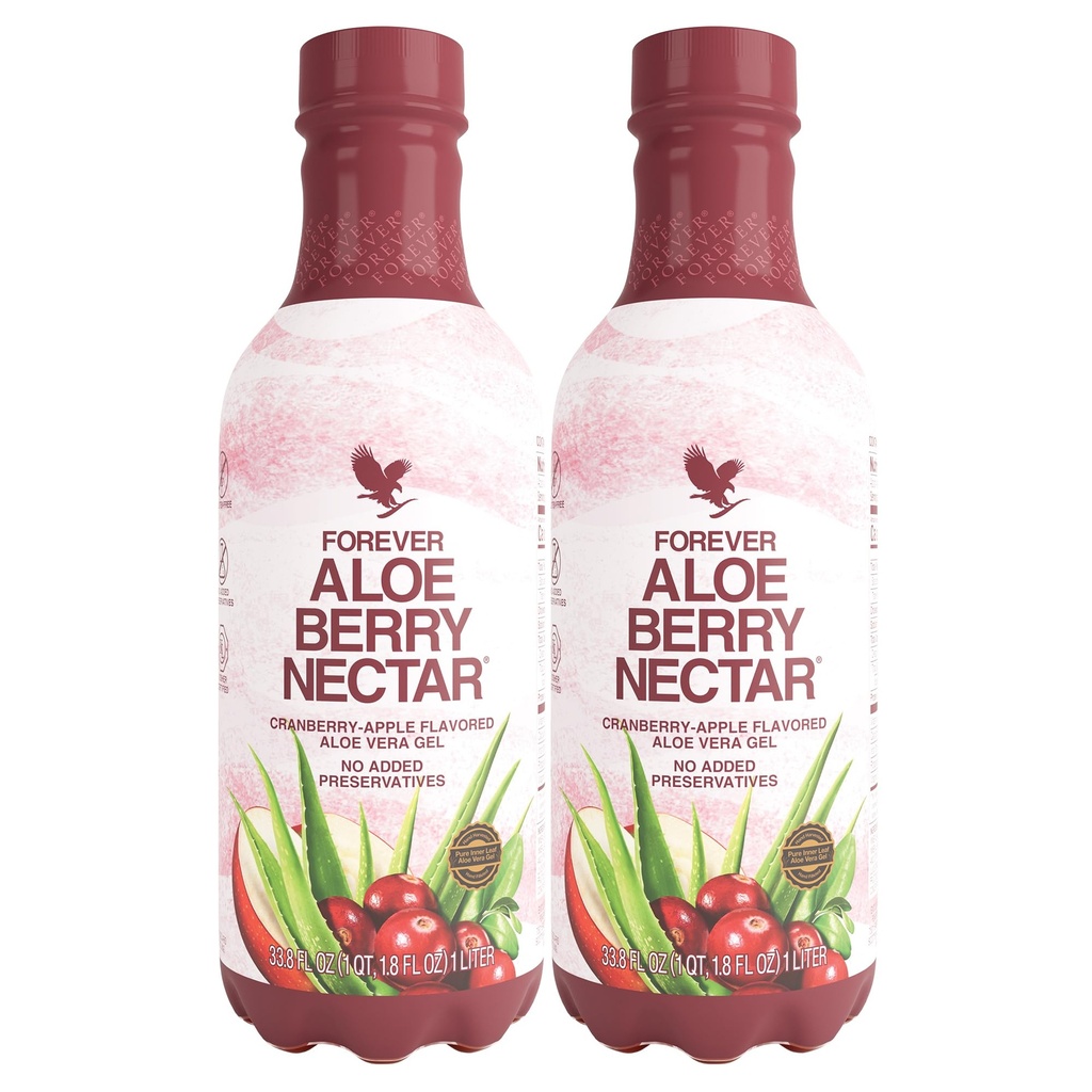 영원히 생활 - 알로에 Berry Nectar - 90.7% 크랜베리와 사과와 순수한 알로에 베라 젤 - 보존제 없음 - 1L (패키지 2)