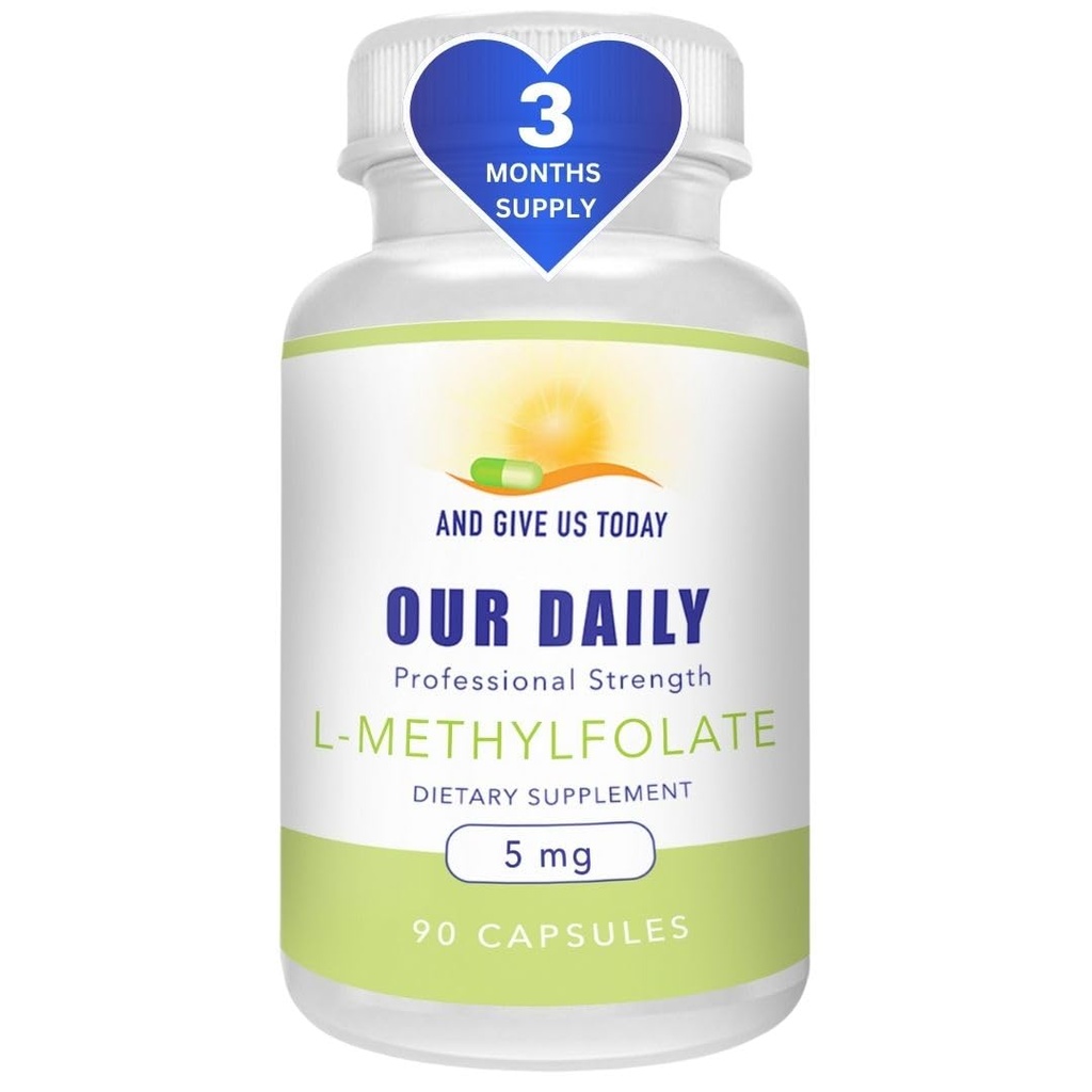우리의 매일 Vites L Methylfolate 5 mg/5000 mcg 최대 힘 활동적인 Folate, 5-MTHF의 충전물 자유로운, 글루텐 자유로운, 비 GMO, 채식 캡슐 90 조사 (3 달 공급)