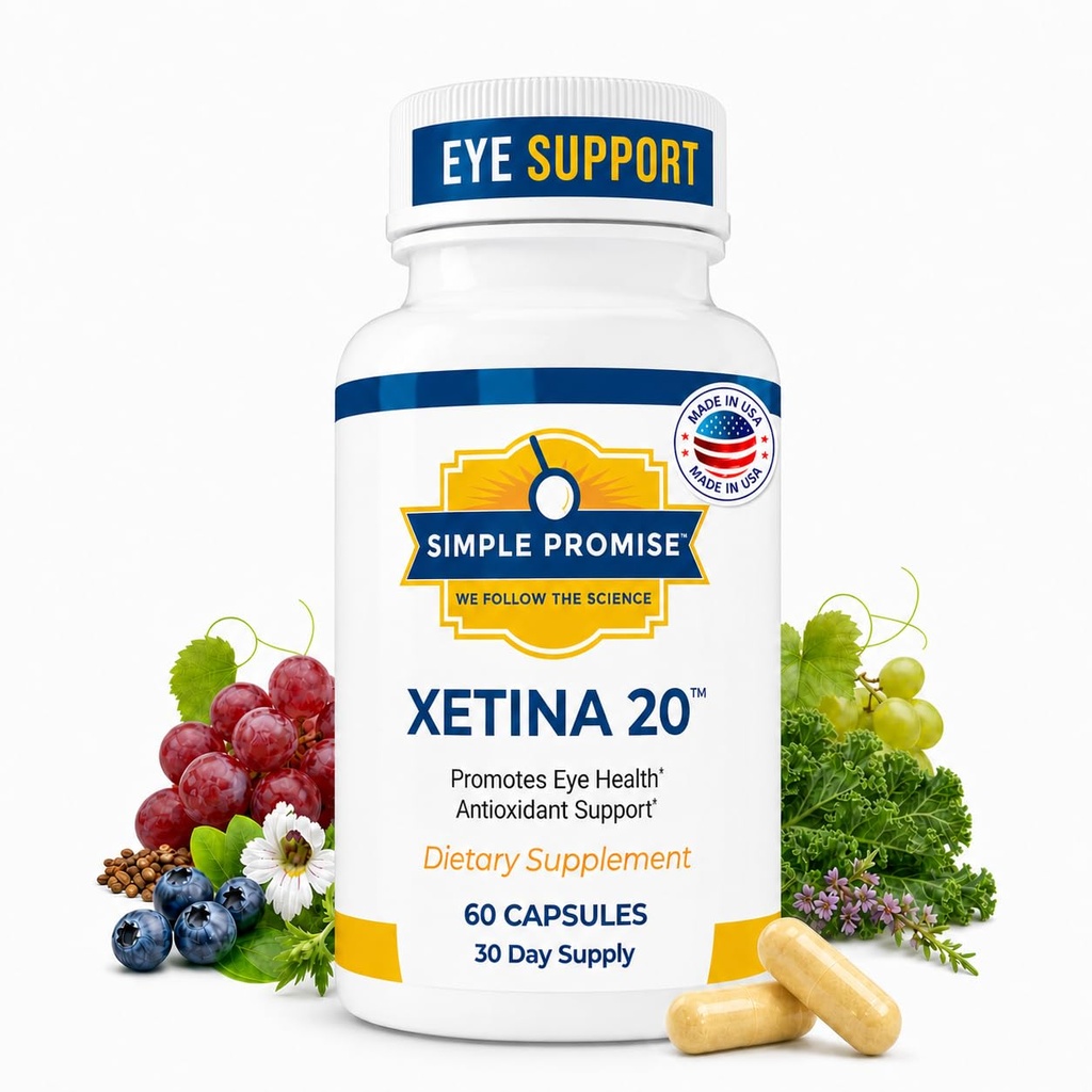 간단한 약속 - Xetina 20TM Lutein 및 Zeaxanthin 보충 교재 - 비타민 E, Eyebright, 아연, 포도씨 추출물, Rutin & Bilberry - 60 캡슐을 가진 눈 건강을 위한 근본적인 지원