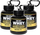 ONMYWHEY Protein Powder Container to Go - 믹스, 휴대용 사전 운동 보충 용기 및 디스펜서 깔때기, 미니 운동 보조 식품 홀더 키 체인 병을위한 여행 물병 깔때기