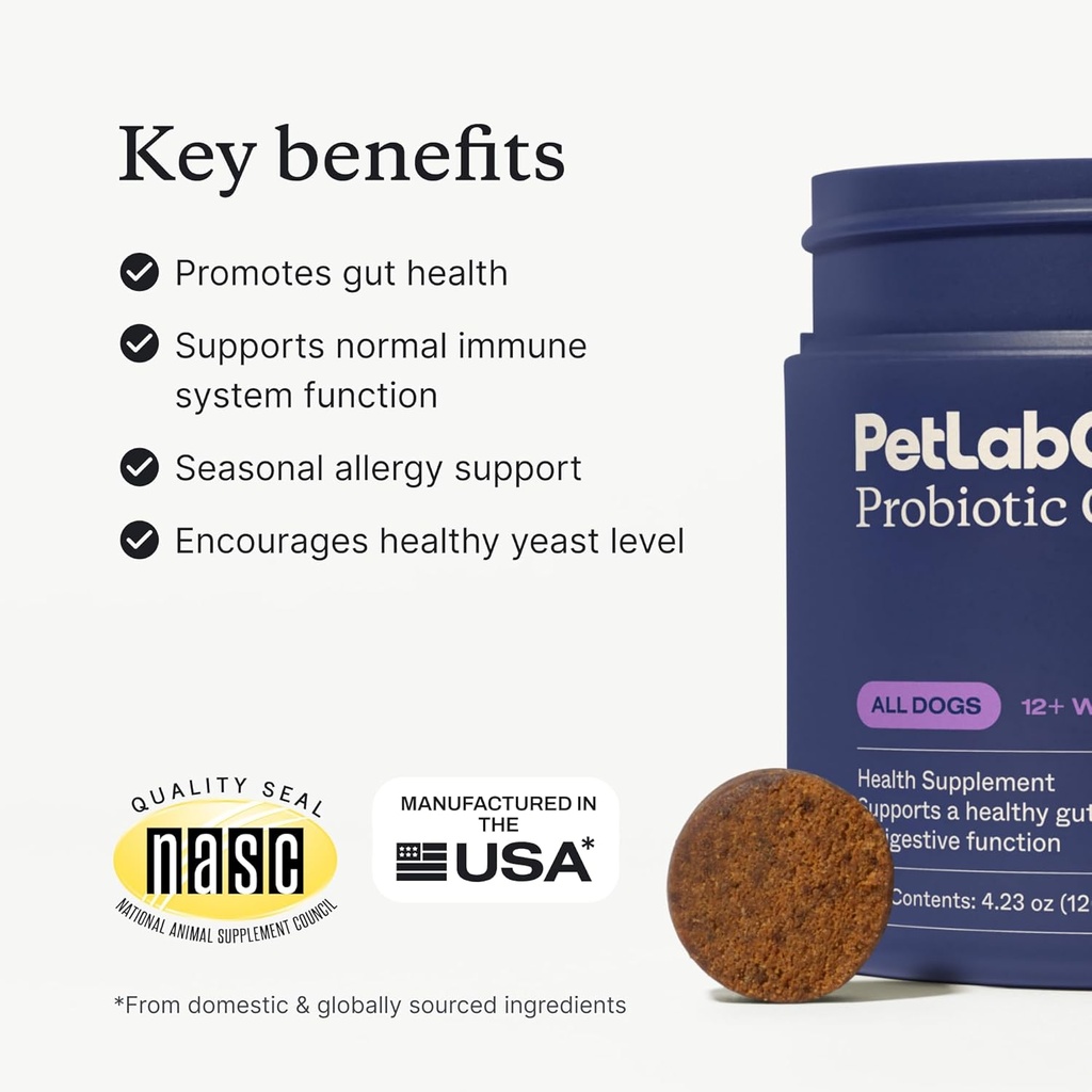 PetLab Co. - Gut & Ear Health Bundle : 개를위한 Probiotics, 지원 Gut 건강 및 계절 알레르기, & 개를위한 귀 클리너, Yeast & Healthy Ear Canals 지원 - 공식을 사용하기 쉬운
