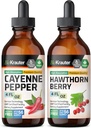 BIO KRAUTER Cayenne Tincture 4 Fl. Oz. & Hawthorn Berry Tincture 4 Fl. 오즈.