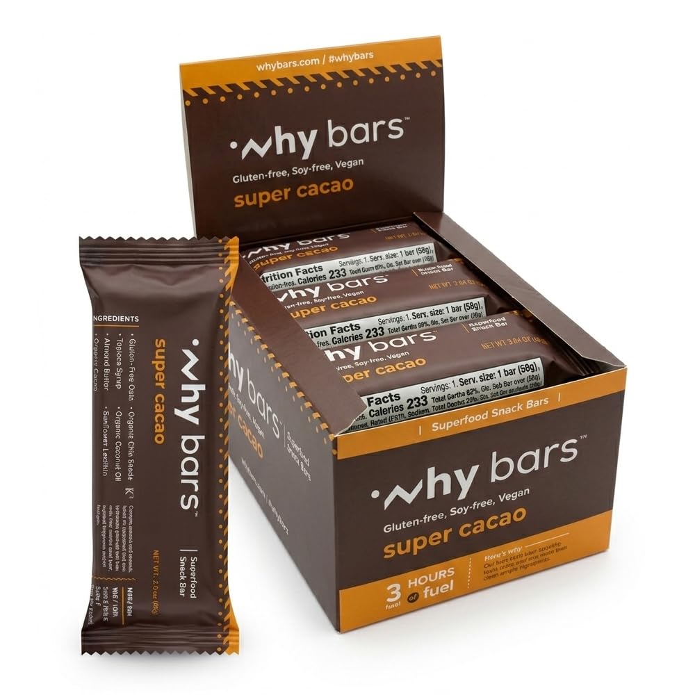 Protein Bar, Super Cacao, 2.04 Ounce Bar (12 Protein Bar) - Protein Bar Superfood, Gluten Free, Non GMO, Organic, Vegan, Simple 성분