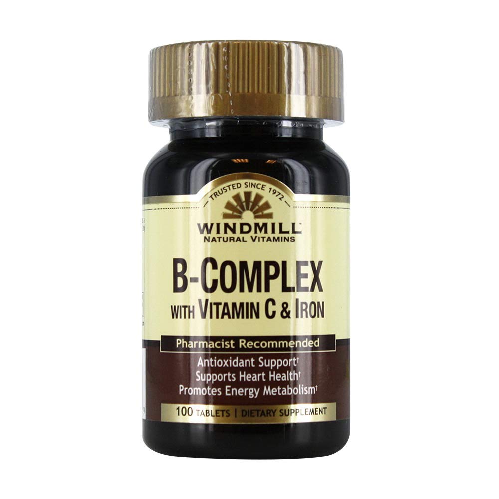 Windmill B-Complex 정제 비타민 C와 철 보충 - 100 Ea