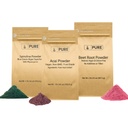 PURE ORIGINAL INGREDIENTS Beet 뿌리, Spirulina 및 Acai 분말 번들, 다양한 크기, 비 GMO, 초본 보충 교재