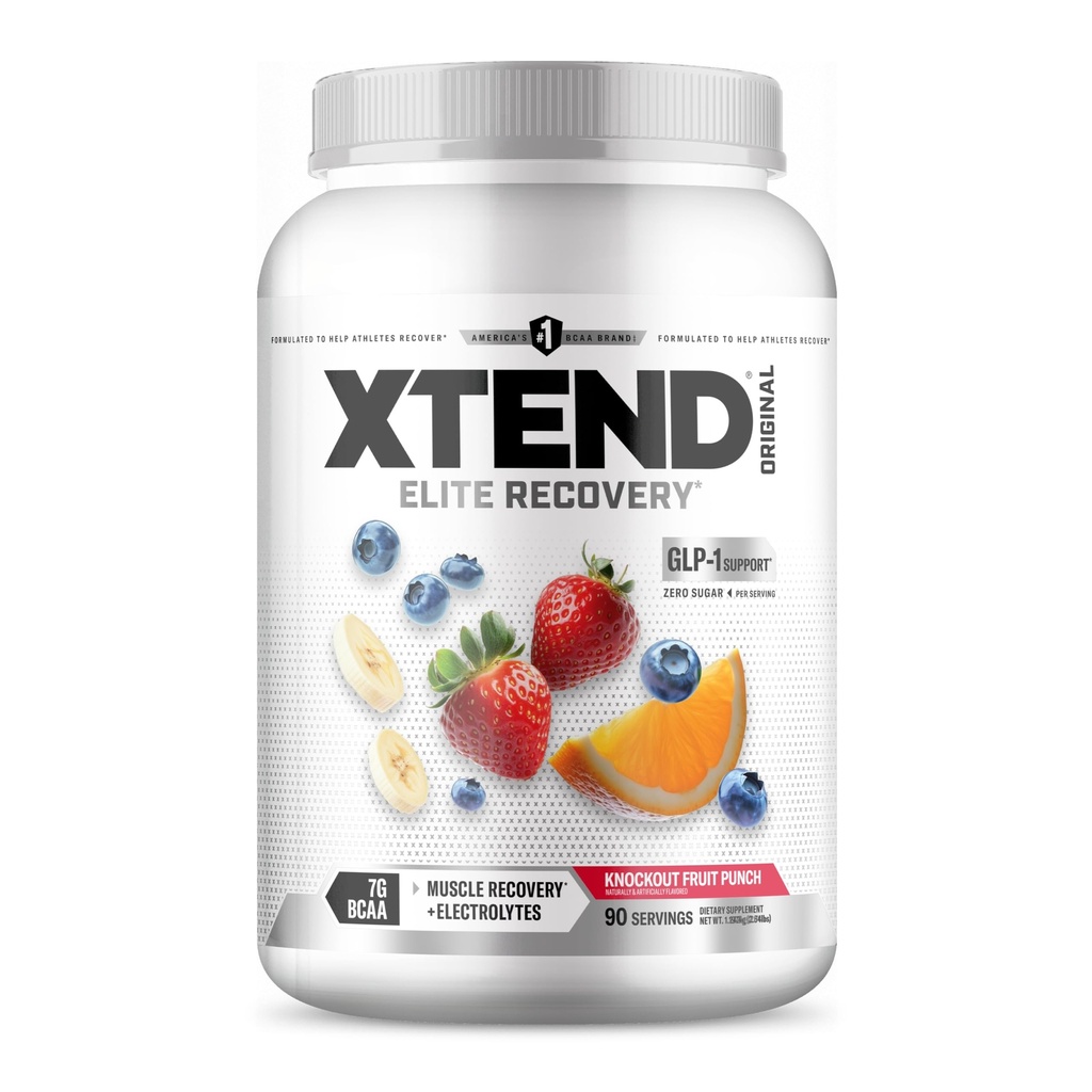 XTEND 본래 BCAA 분말 Knockout 과일 펀치 | 설탕 자유로운 포스트 운동 근육 회복 아미노를 가진 음료 | 남자 & 여자를 위한 7g BCAA | 90의 서빙