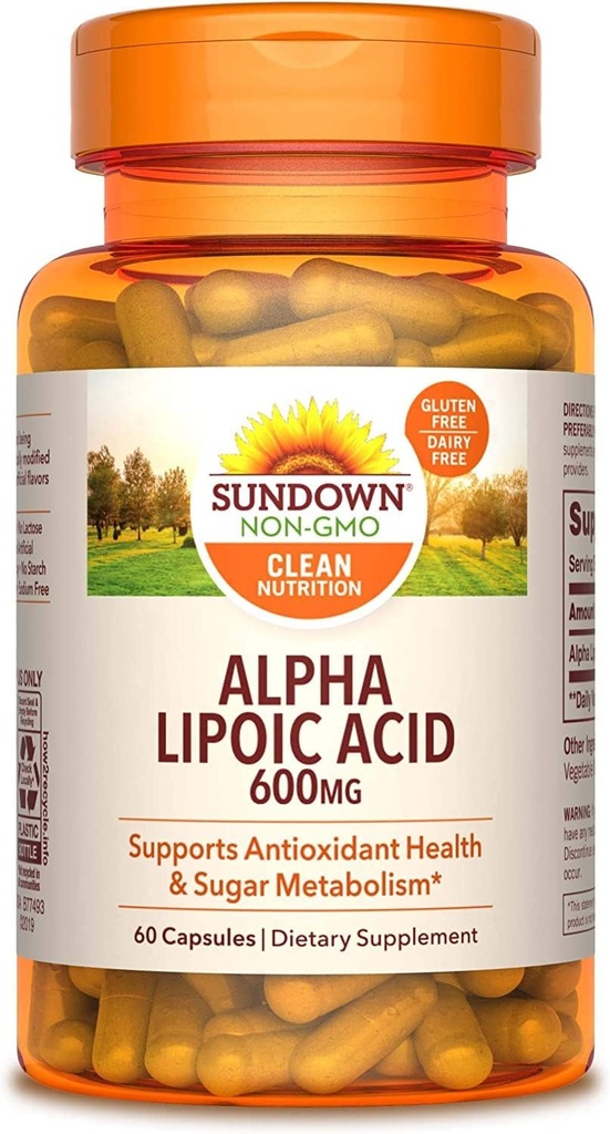 Sundown Naturals 슈퍼 알파 Lipoic 산 600 mg 캡슐