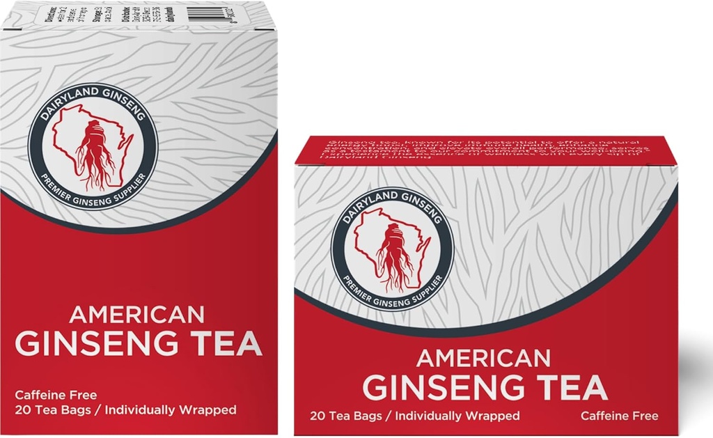 Dairyland American Ginseng Tea Bags 美国人景茶 (40 ct) - 프리미엄 위스콘신 인삼 티 - 정통 아메리칸 - 비 GMO, 글루텐 무료 음료
