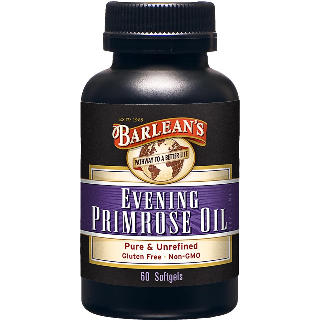 Barlean's Evening Primrose Oil Softgels with Gamma-Linolenic Acid (GLA) - 비 GMO, 글루텐 프리 - 60-Softgels