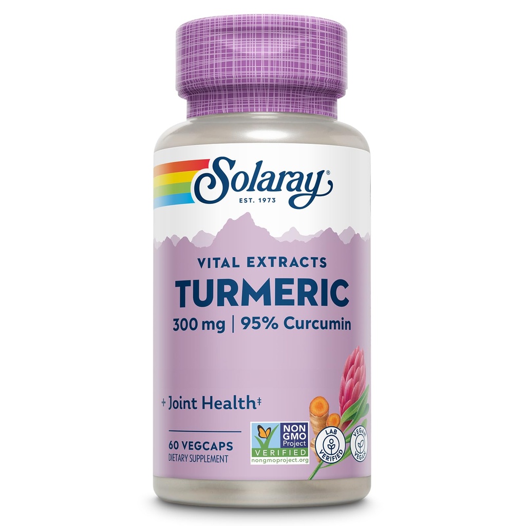 SOLARAY 심황 보충교재 300 mg - 95% Curcumin를 가진 심황 뿌리 추출물 - 합동 건강과 안락을 위한 합동 지원 보충교재 - 비 GMO, Vegan, 글루텐 자유로운, 60 일 보장, 60의 서빙