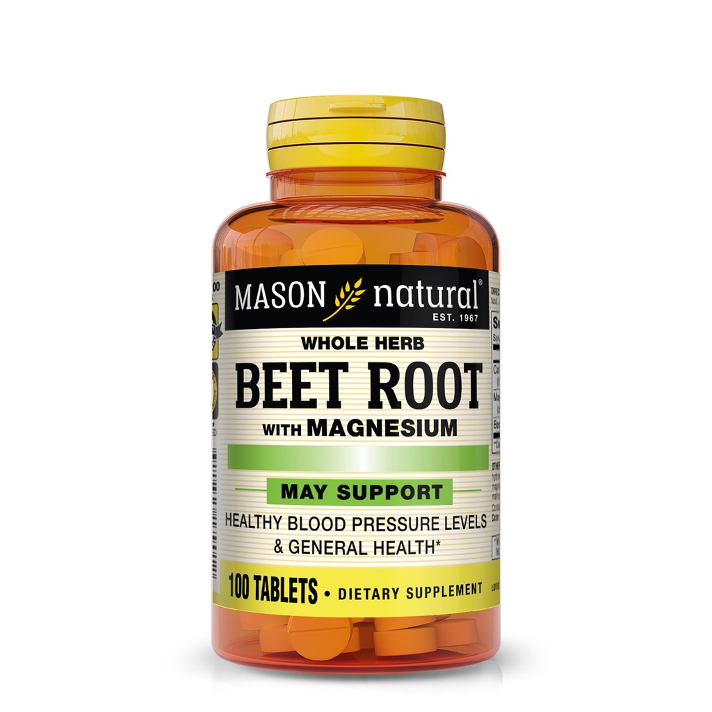 마그네슘과 칼슘을 함유 한 MASON NATURAL Beet 뿌리 - 건강한 심장과 혈압, 전반적인 건강을 유지, 100 정제