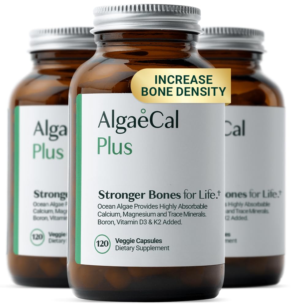 뼈 조밀도 & 힘을 위한 ALGAECAL 유기 빨간 조류 칼슘 보충교재, 비타민 K2 MK7 (100mg), 비타민 D3 (1600 IU), 마그네슘 (350mg) & 추적 무기물, 삼키기, 120의 Veggie 모자에 쉬운