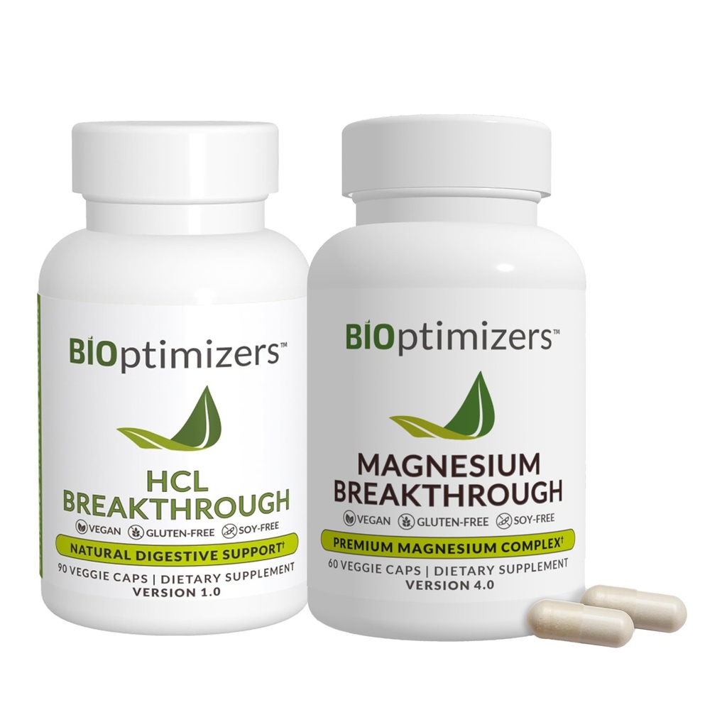 BiOptimizers - 마그네슘 Breakthrough (60 캡슐) 및 HCL Breakthrough (90 캡슐) 보충 번들