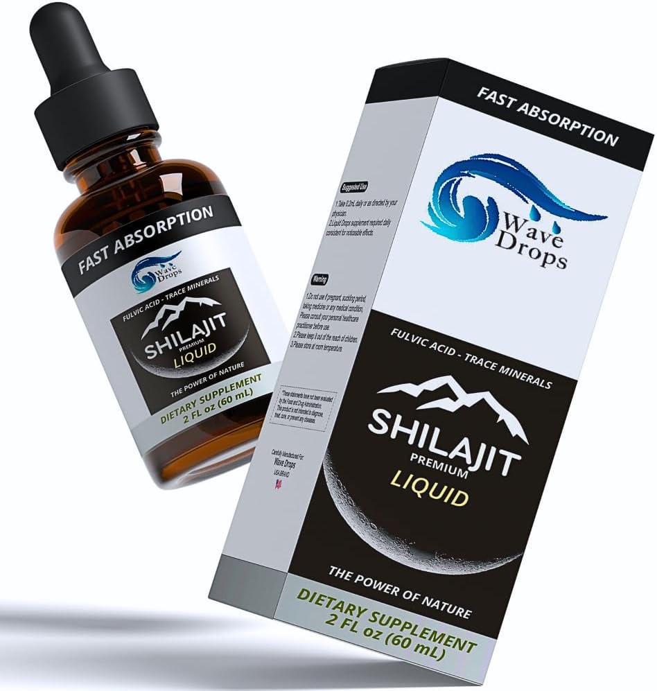 Pure Shilajit Resin Liquid | 고 효능, 인증,자연 | Detox Cleanse Immune Support Brain Booster 및 Energy | Fulvic Acid Trace Minerals | 2 Fl Oz