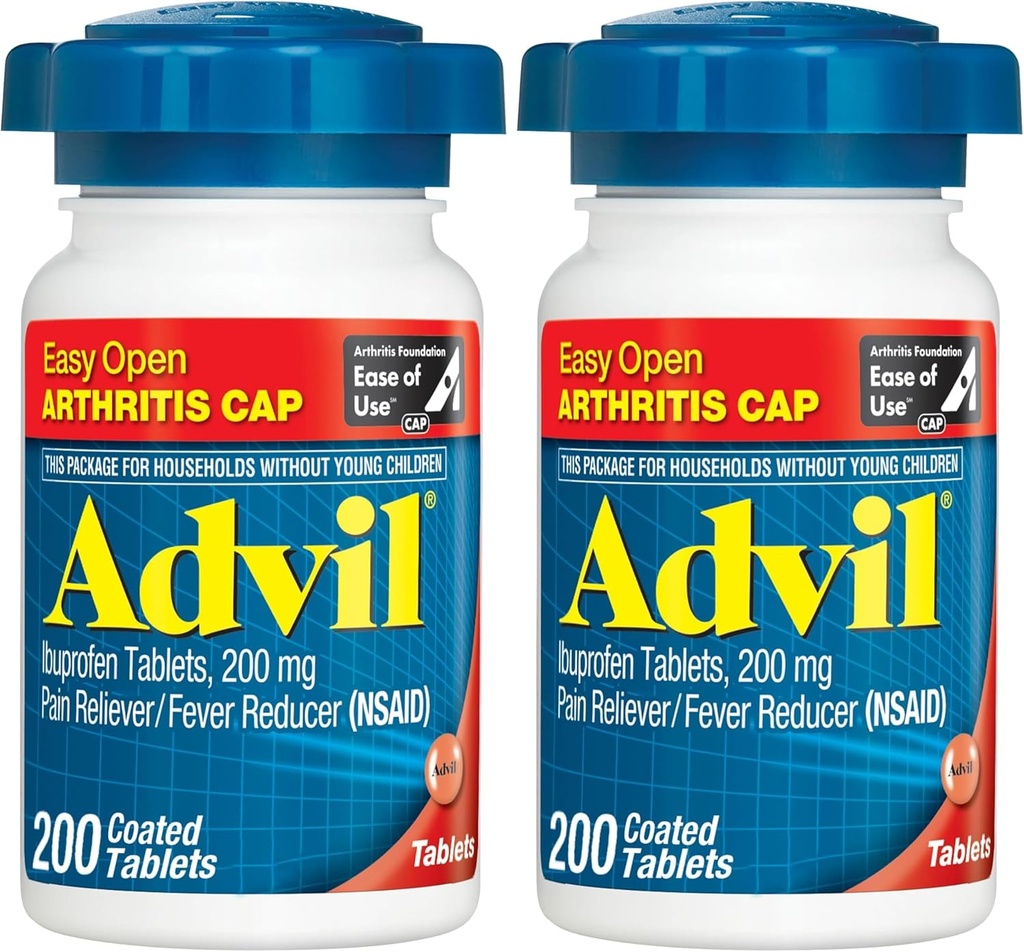 Advil 고통 Reliever와 Fever 흡진기, 합동 고통, 근육 Ache 및 Minor 관절염 고통 구호를 위한 Ibuprofen 200mg를 가진 고통 구호 약 - 쉬운 열려있는 관절염 모자를 가진 200의 입히는 정제