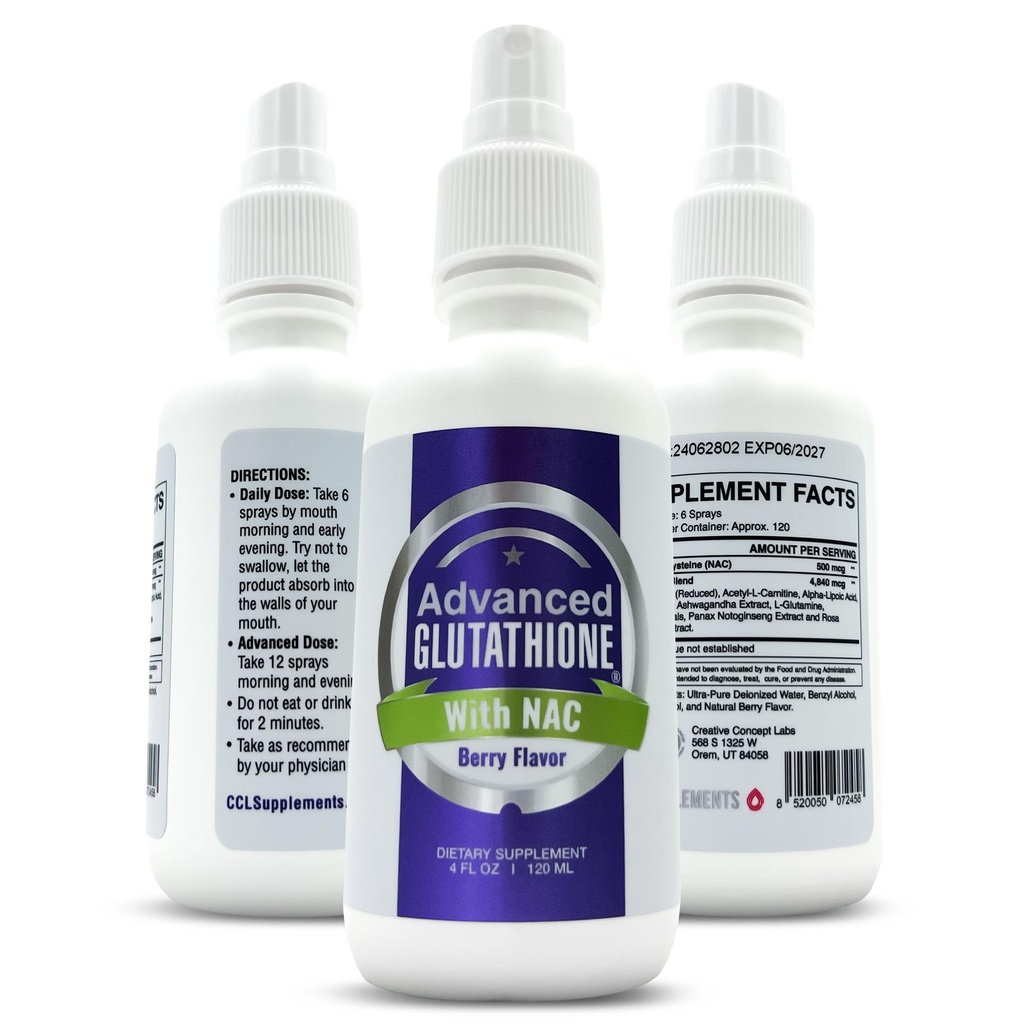 액체 Liposomal 글루타티온 살포 - NAC, Ashwagandha, 글루타민, 아스코르브산을 가진 최대 흡수 글루타티온 보충교재 - 언어 쉬운 사용 - Immune & Detox 지원 - 4oz
