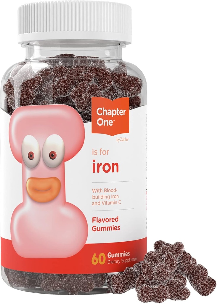 Zahler Iron Gummies with Vitamin C - 여성, 남성 및 어린이 - 어린이 및 성인을위한 Digest Kosher Iron Supplement에 쉬운 최고의 Chewable - 60 카운트