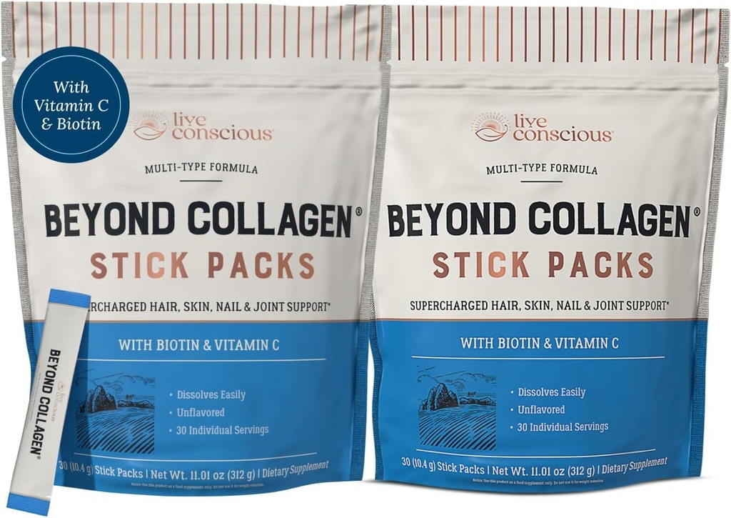 Collagen 펩타이드 분말 Unflavored Packets-Hydrolyzed Collagen Powder-Hair Skin Nail & Joint Support- 여성 및 남성 30 팩 (2pk)에 대한 멀티 유형 콜라겐 보충제