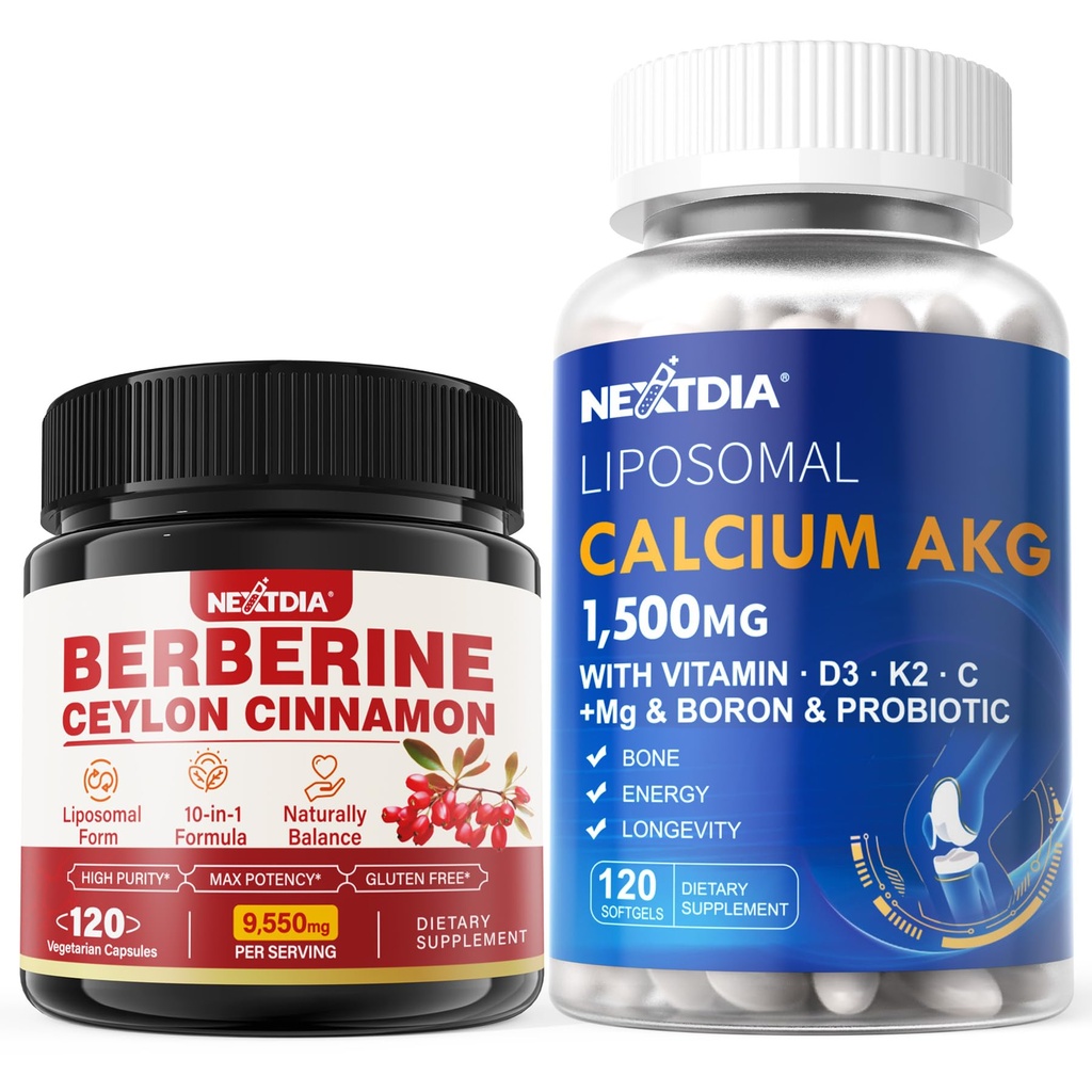 Berberine 보충교재 1500mg + Liposomal 칼슘 AKG 보충교재 1500mg