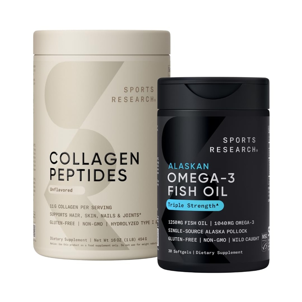 스포츠 연구 세겹 힘 Omega 3 물고기 기름 1250mg는 Omega3s EPA & DHA 비 GMO, 글루텐을 가진 Burpless 보충교재를 모든 Genders Hydrolyzed 유형 1 & 3 분말 단백질을 위한 교원질 펩티드 해방합니다