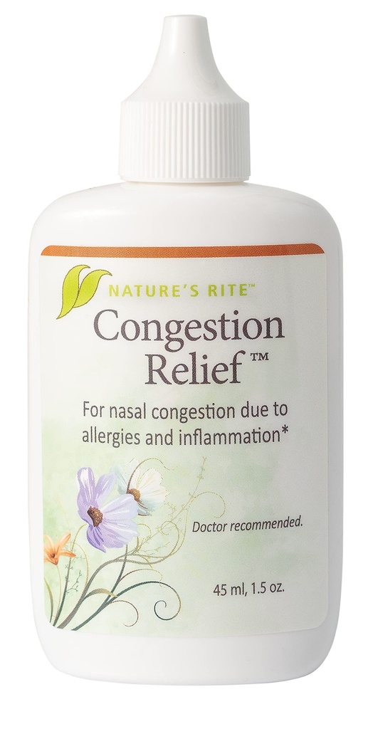 Nature 's Rite Nasal Spray Decongestant, Congestion Relief, 1.5 oz. (45 mL), 휴대용, 모든 천연 Sinus Nose 스프레이, 알레르기 및 오염 자극을위한 비 중독성 Sinus Relief