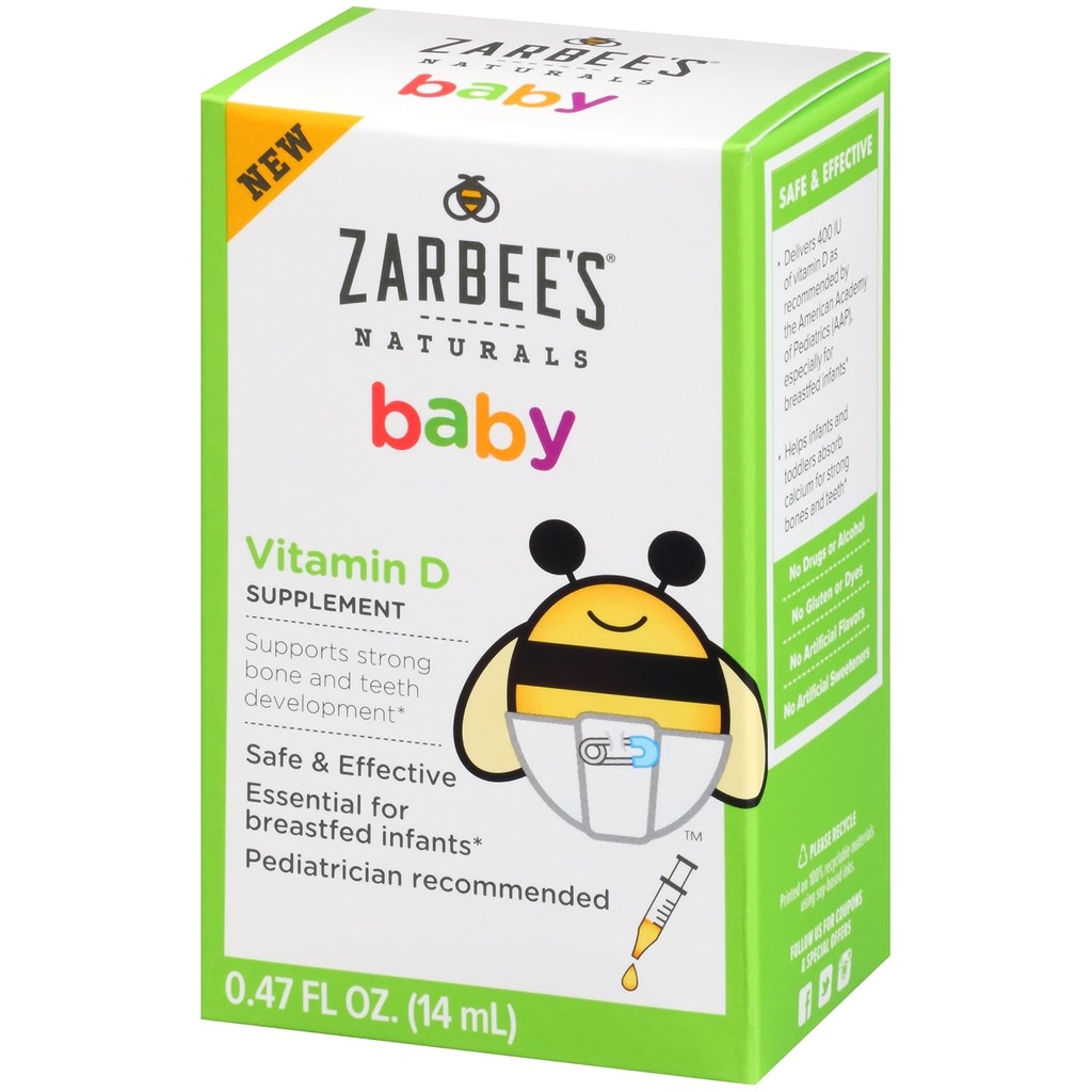 Zarbee의 Naturals 아기 비타민 D 보충, 0.47 유체 Ounce