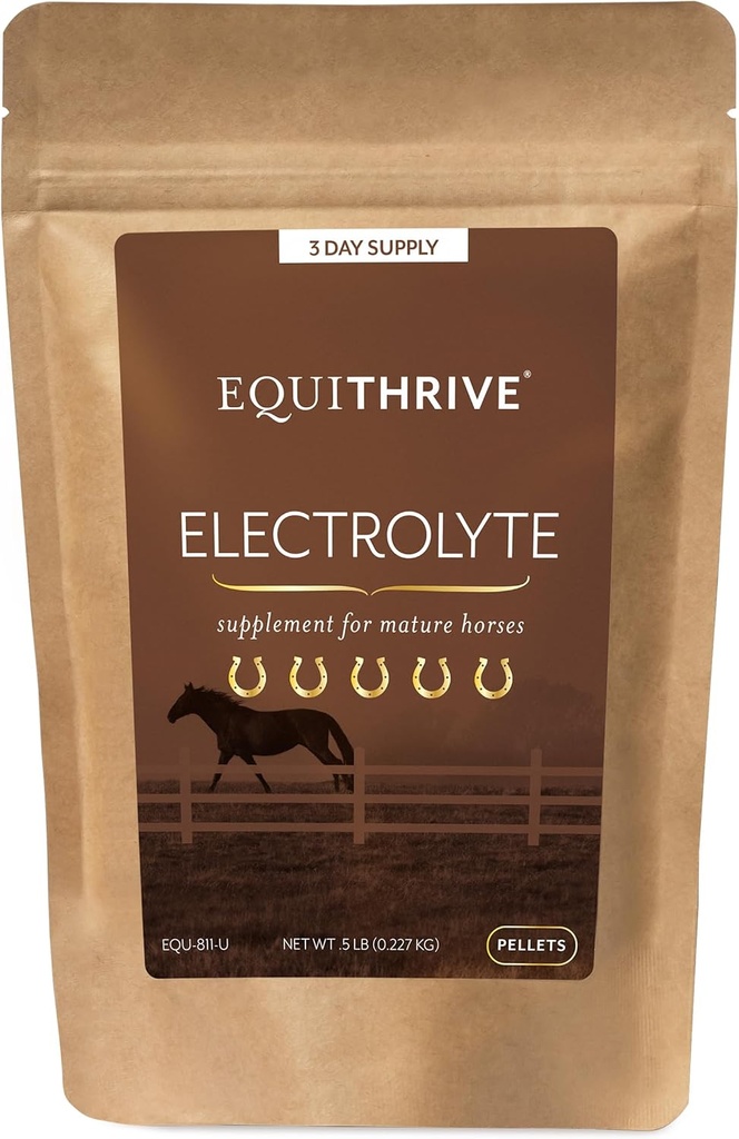 Equithrive 말 Electrolyte 펠릿, 비타민 및 무기물 보충교재, 훈련과 경쟁을 위한 Equine 급식 공급, .5 lbs, 3 일 공급