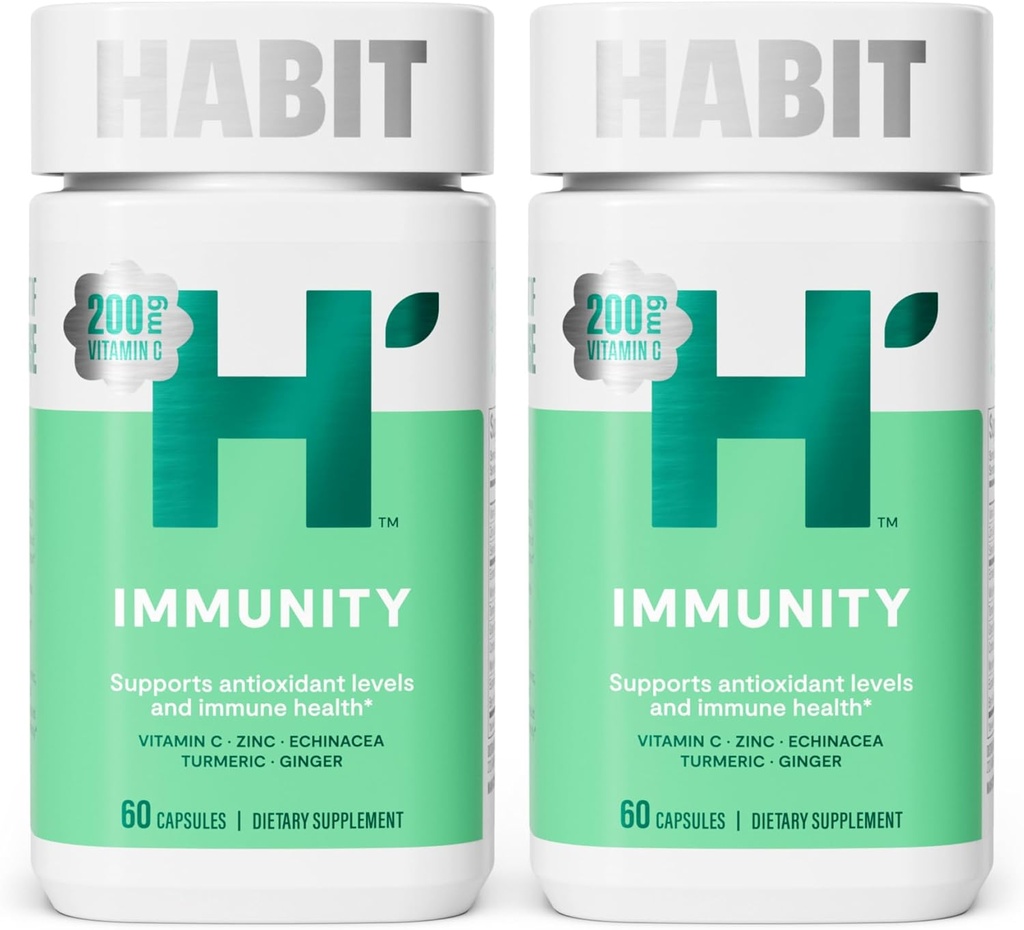 Habit Immunity 보충교재 2 팩 (120의 캡슐) - 새로운 보기, Echinacea, Elderberry, 심황, Immune 건강 및 산화 방지제 수준, Vegan, 비 GMO를 지원하는 아연 혼합
