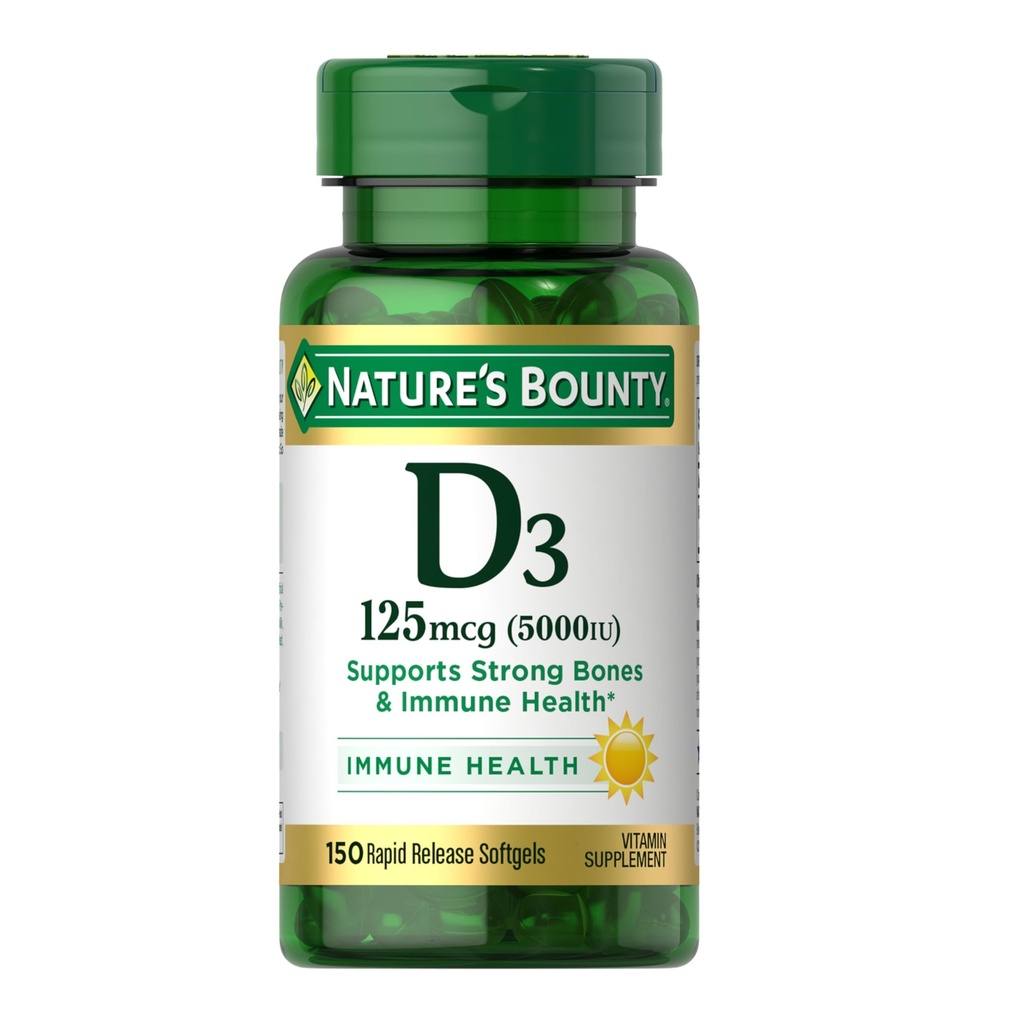 자연의 현상 비타민 D3 5000 IU Softgels, 급속한 방출, 면역 지원, 비타민 D 보충교재, 150 Ct