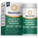 Renew Life Digestive Duo Probiotic and Enzymes Vegetarian Capsules, Probiotic는 소화 건강, 빠른 행동 효소 보조 소화를 촉진하며, 간장 허브 - 30 카운트