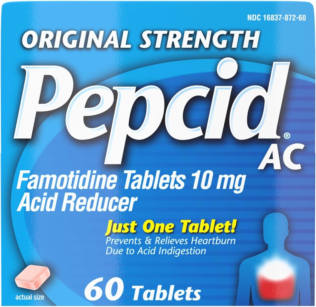 Pepcid AC 본래 힘 Heartburn 기복 정제는, 막고 & Heartburn 산 Indigestion & Sour Stomach, 감소시키고는 10 mg Famotidine, 60 Ct