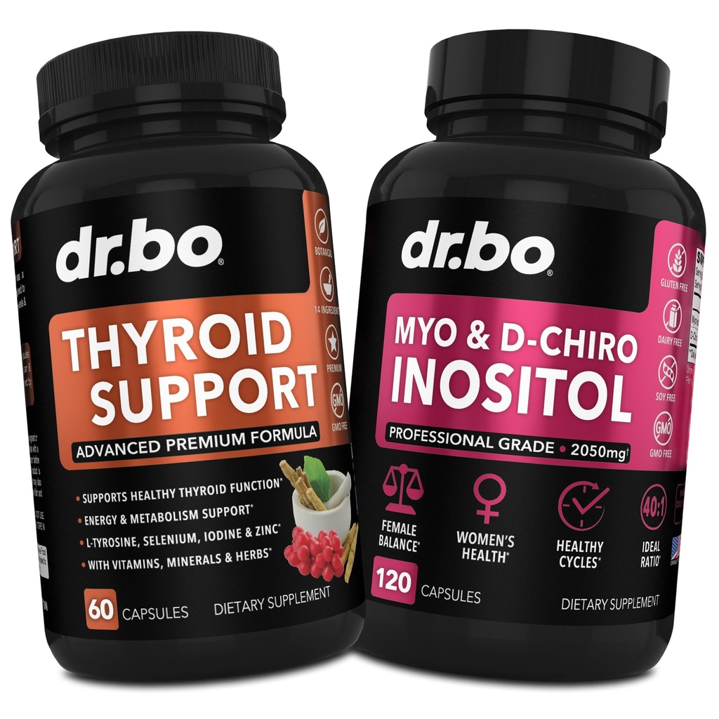 Thyroid Support & Myo-Inositol & D-Chiro Inositol 보충교재 캡슐 - Metabolism, Mood & Energy를 위한 자연적인 지원 - 여성, 정신 주기, 여성 건강을 위한 40:1 비율 호르몬 균형