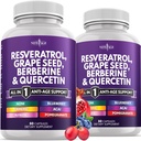 NEW AGE Resveratrol, Berberine, 포도 씨앗 추출물, Quercetin, Noni 추출물, N-Acetyl Cysteine, Acai 추출물이있는 여성과 남성을위한 폴리 페놀 보충 - 120 캡슐