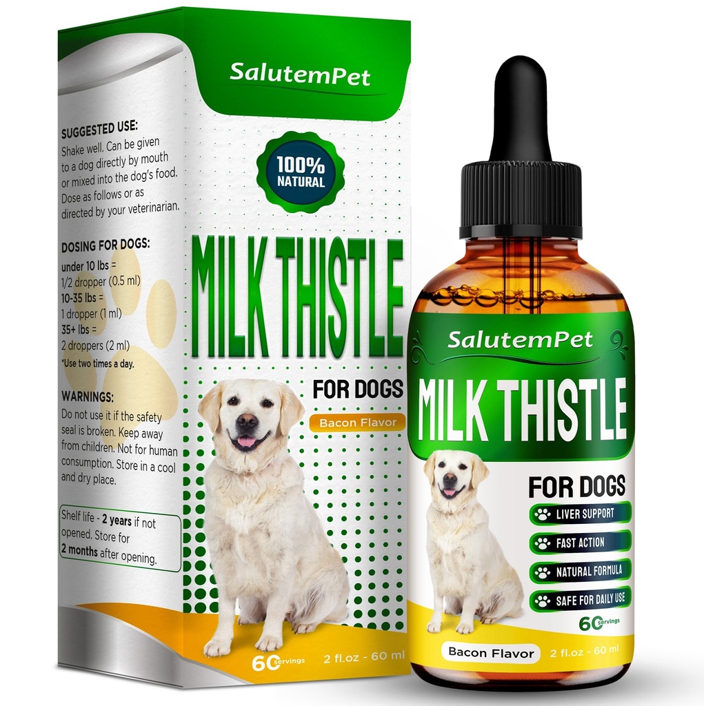 개를 위한 우유 이틀 | Dog Liver Supplement for All Ages and Breeds | 여기에는 허브 구성 | + 매력적이고 슈퍼 야미 베이컨 맛 | 2 Oz