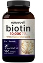 NatureBell Biotin 10000mcg + 히알루 론산 25mg | 360 코코넛 오일 소프트젤, 헤어 스킨과 손톱에 대한 프리미엄 바이오틴 보충