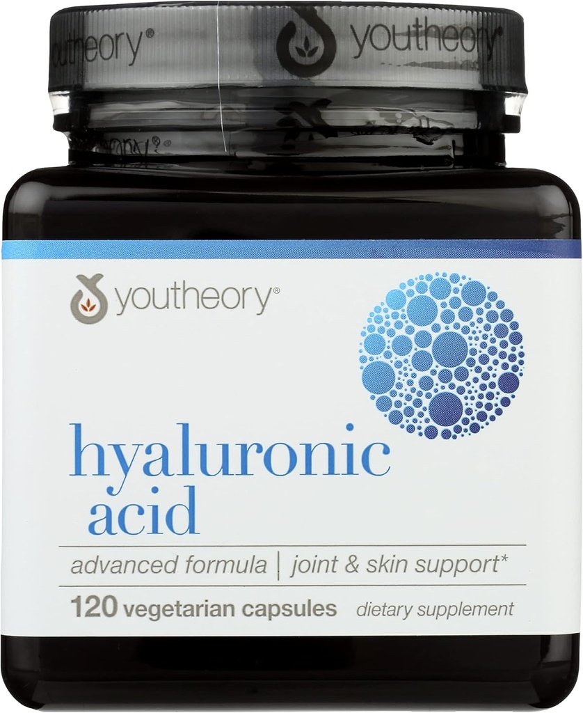 Youtheory Hyaluronic 산 진보된 공식, 낙농장 자유로운, 120의 캡슐 (1의 포장)
